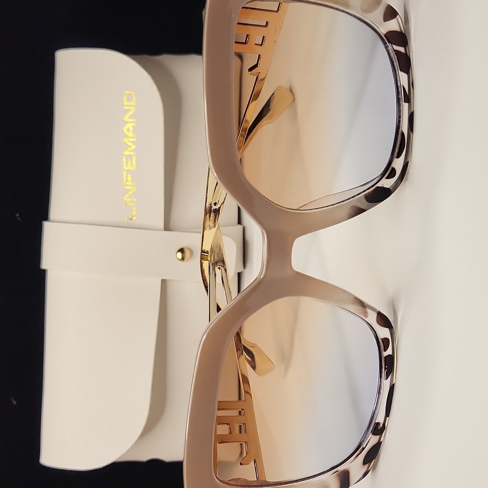 Beige and Leopard Pattern Sunglasses